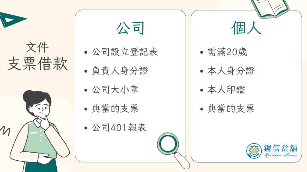支票借款文件準備：公司 vs 個人