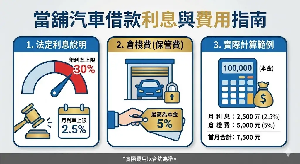 當舖汽車借款利息|怎麼算?月息範圍、計息規則與費用說明 汽車借款利息 1